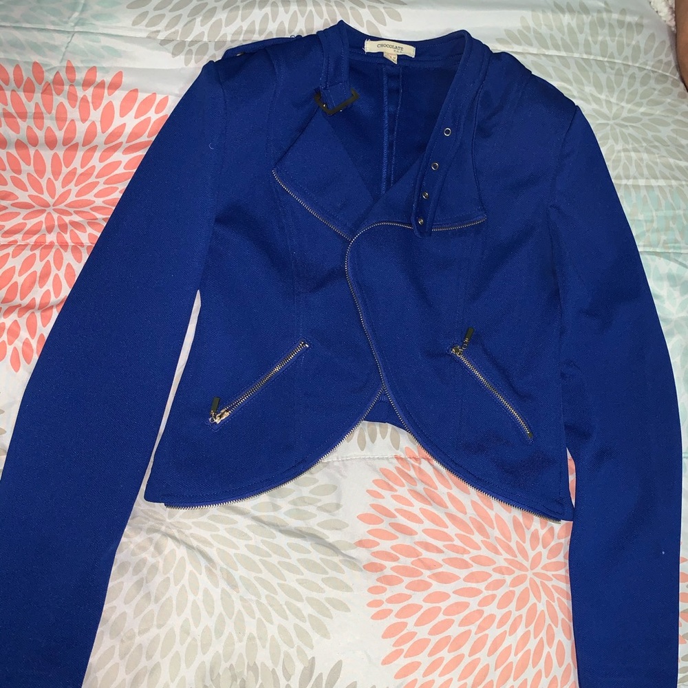 blue crop jacket